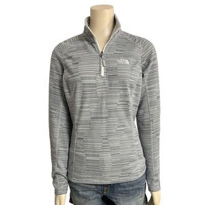 The North‎ Face 1/4 Zip Fleece Pullover Womens Small Gray Stripe.